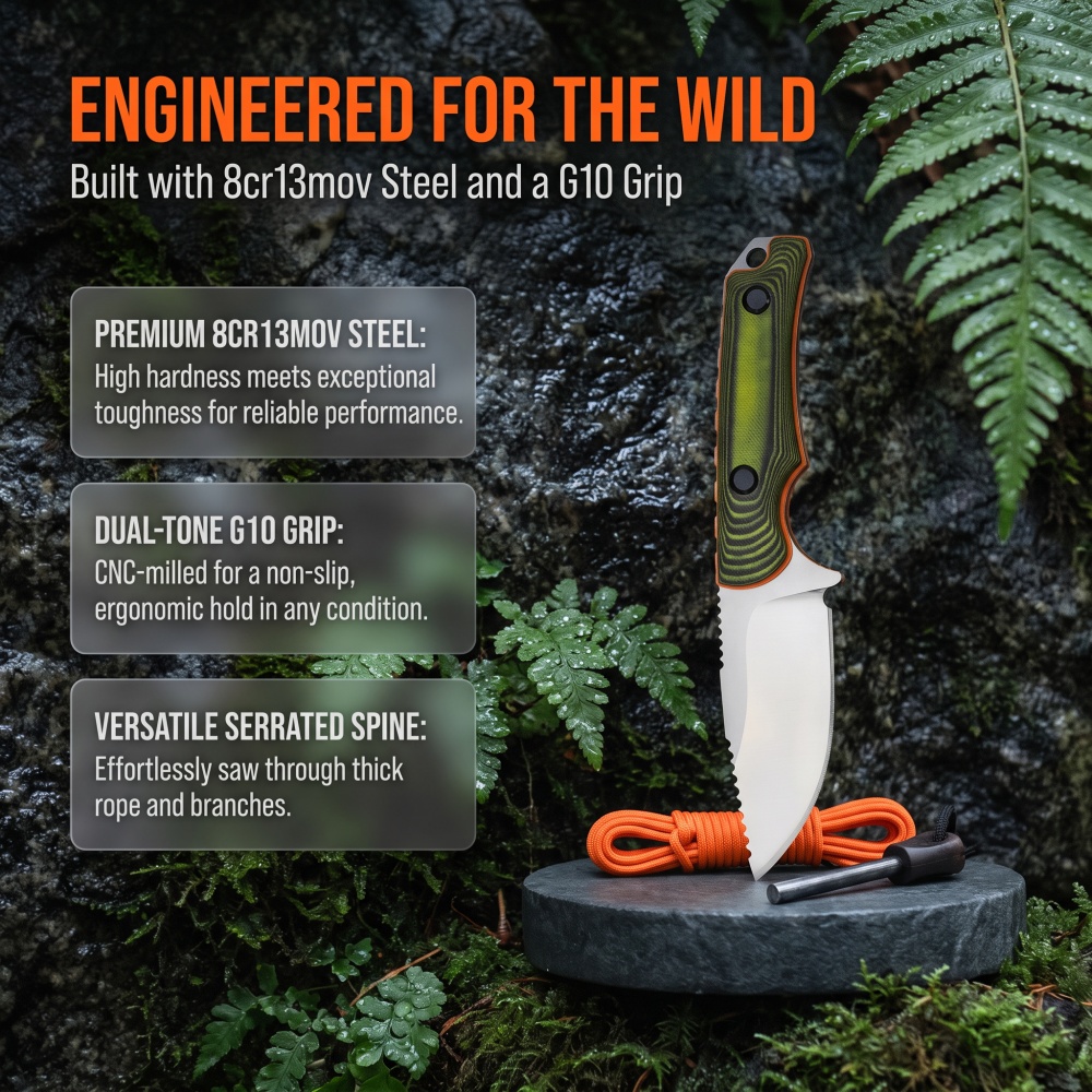15017 Hiking Backpacking Trekk - Bushcraft Knife Fixed ulasan dan harga